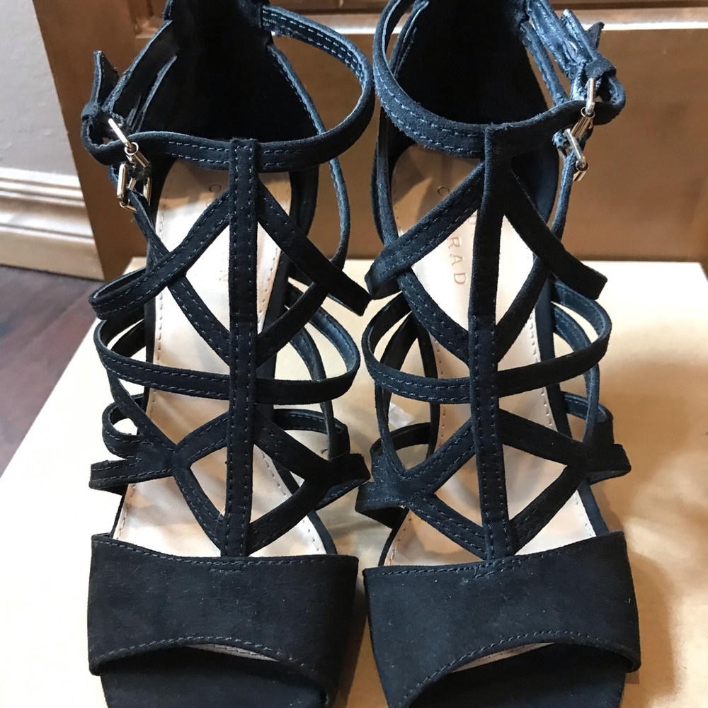 LC Lauren Conrad Black Strappy Heels